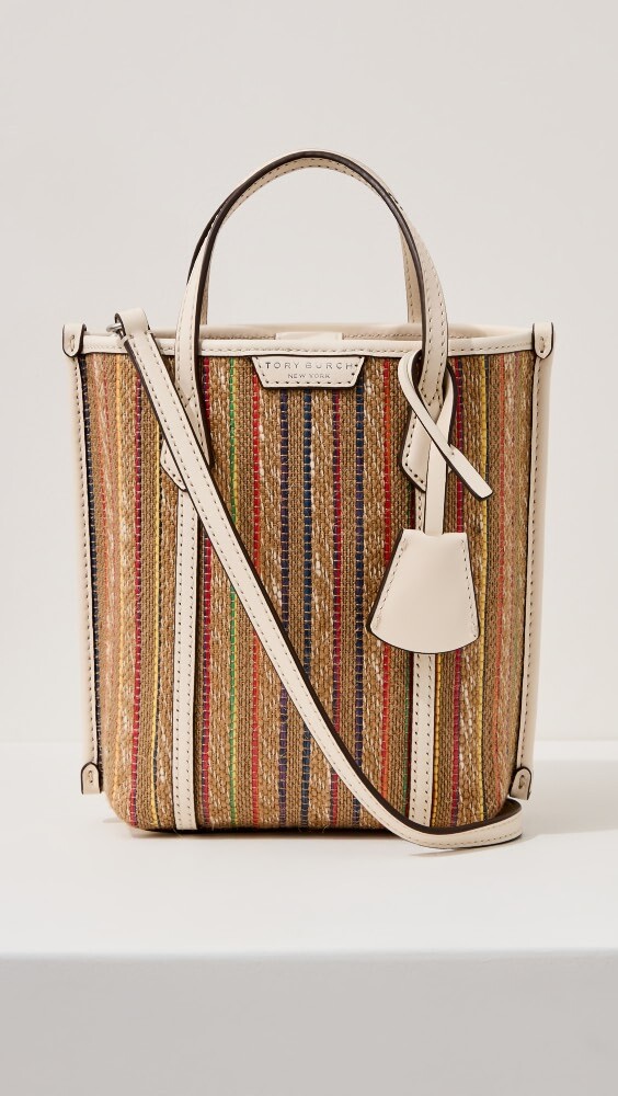 

Сумка-тоут Tory Burch Mini Perry Raffia Stripe, разноцветный