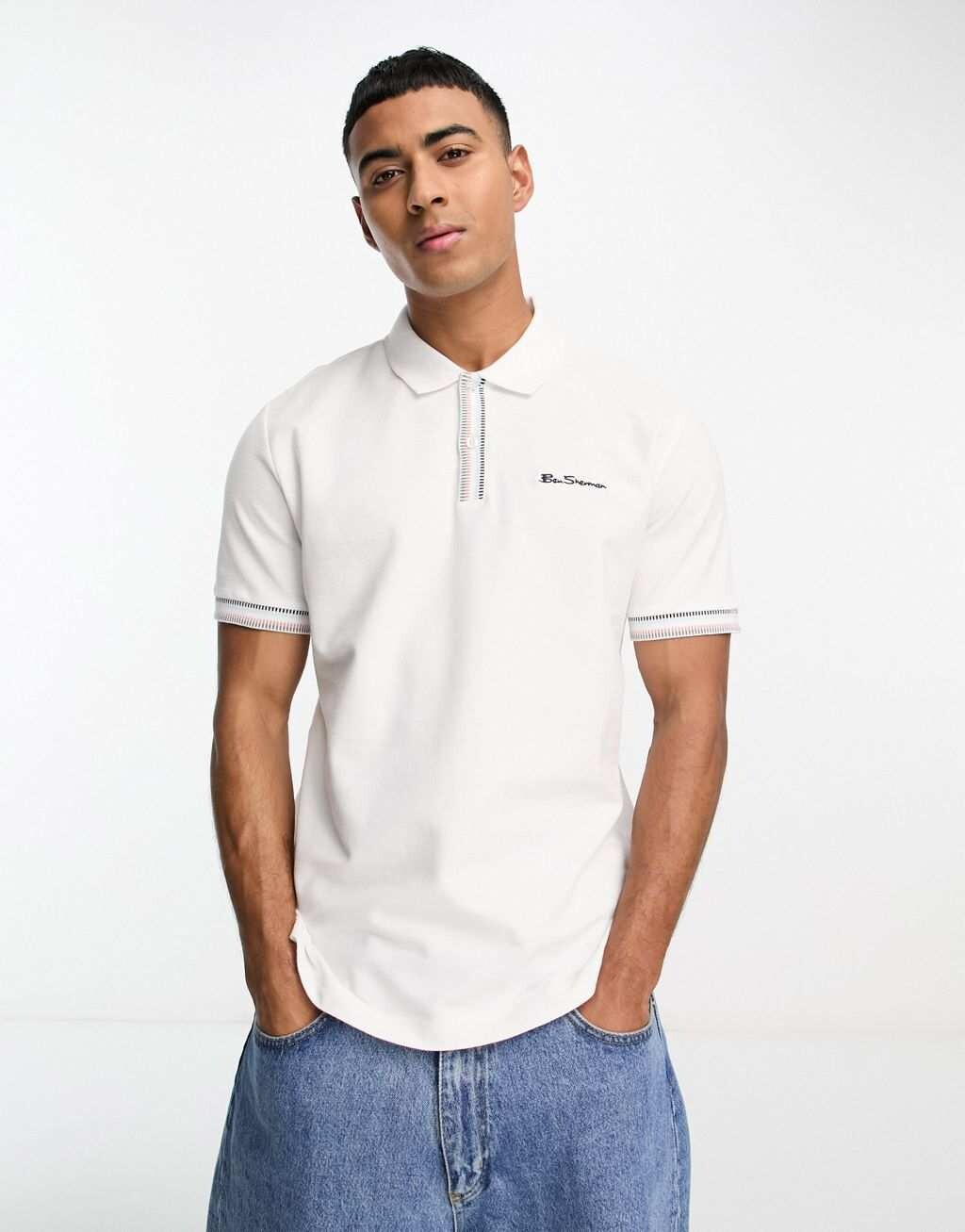 

Футболка-поло Ben Sherman с двумя кончиками, белая, Белый