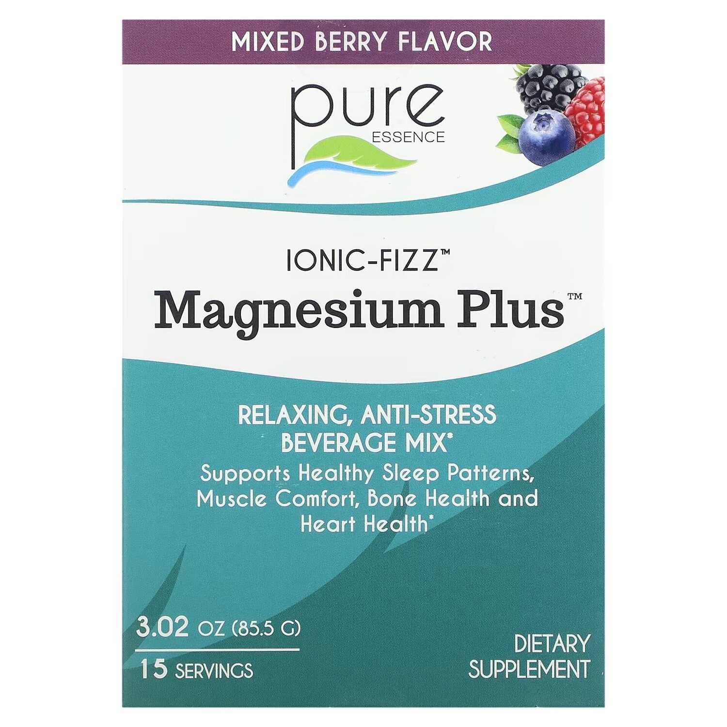 

Pure Essence Ionic-Fizz Magnesium Plus Mix Berry, 15 палочек по 0,2 унции (5,7 г) каждая