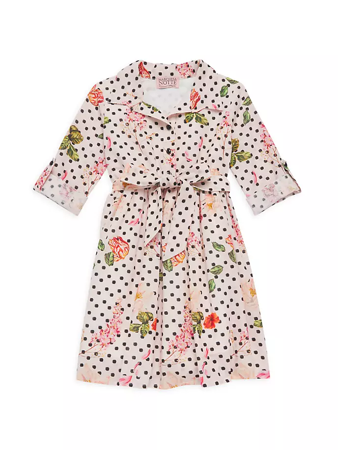 Платье-тренч с цветочным принтом для девочек Marchesa Notte Mini, красный