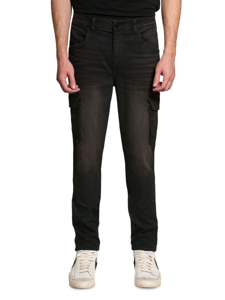 Узкие прямые джинсы-карго с высокой посадкой Monfrère, цвет Rodium
