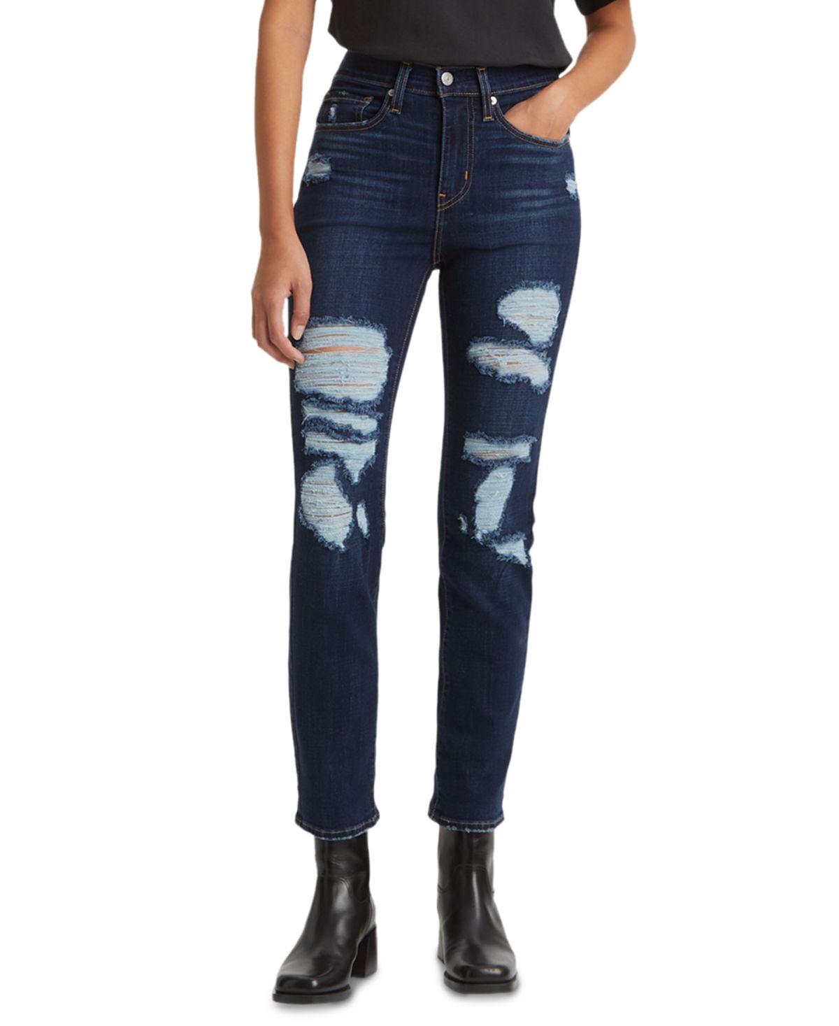 цена Женские прямые джинсы 724 короткой длины Levi's