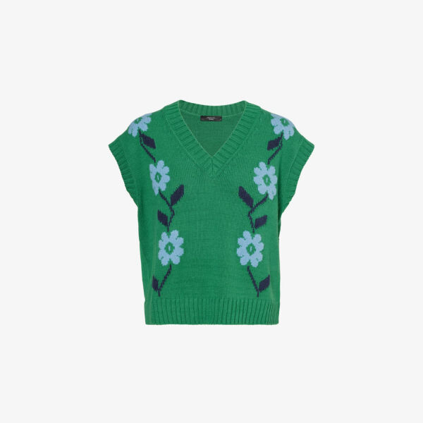 

Жилет из хлопковой смеси с цветочным узором Weekend Max Mara, зеленый