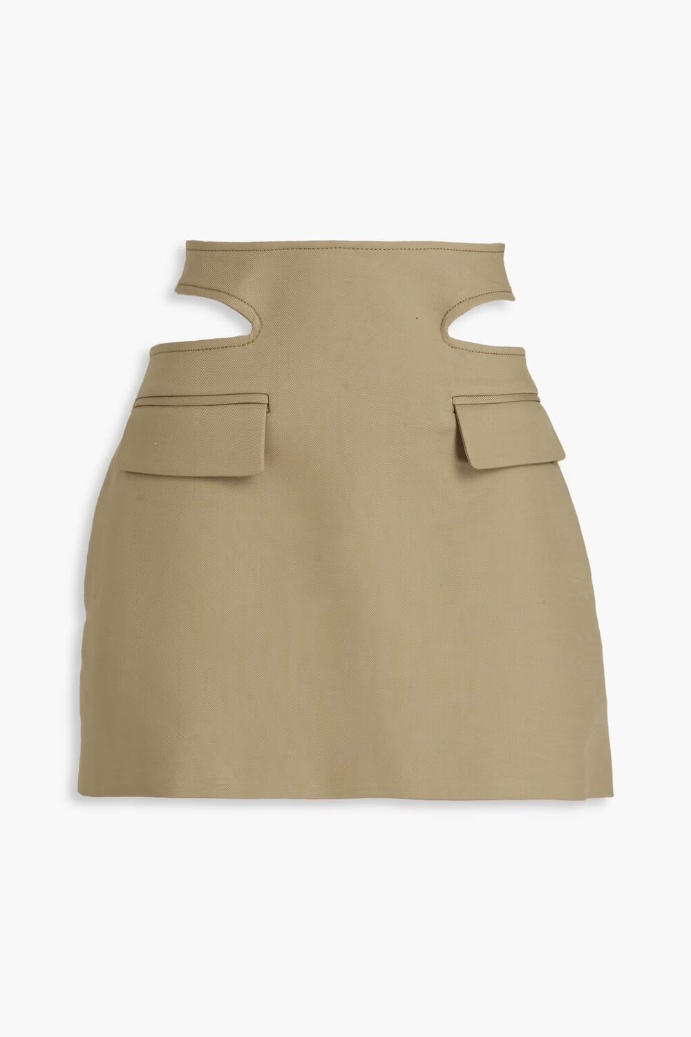 

Мини-юбка из хлопкового твила с вырезами Dion Lee, зеленый шалфей