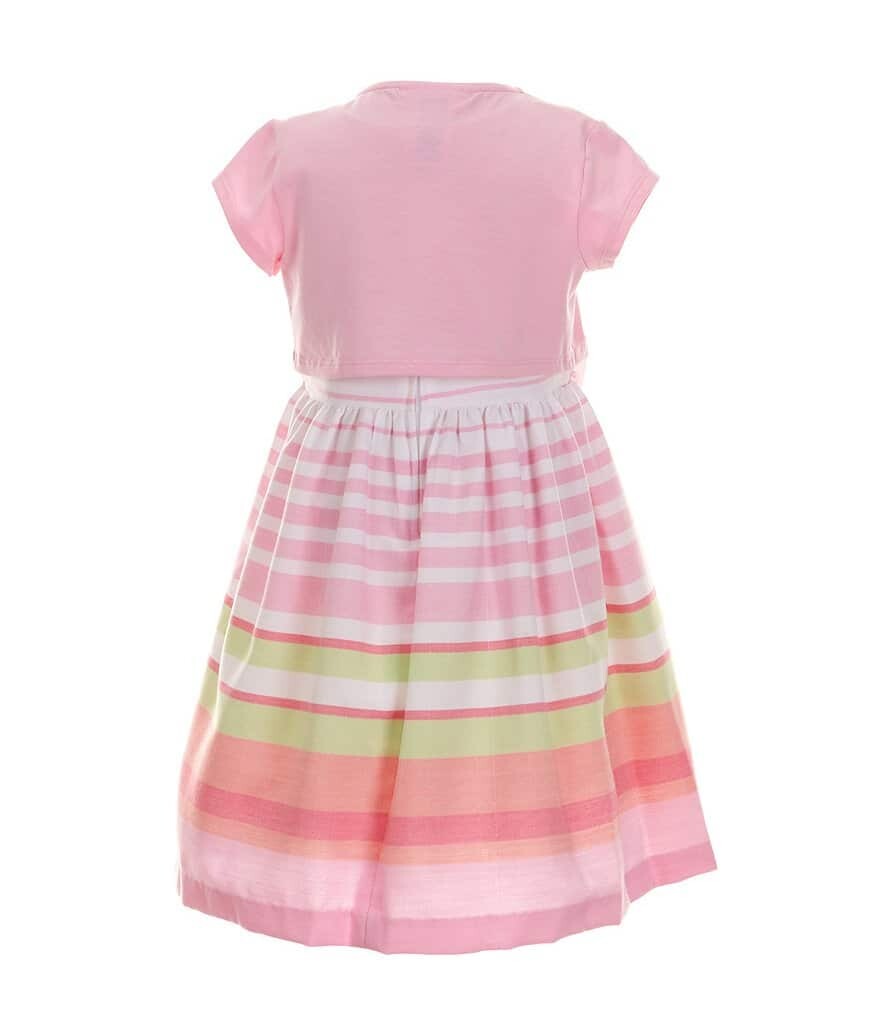 

Bonnie Jean Little Girls 2T-6X Однотонный кардиган с короткими рукавами и платье в несколько полосок для маленьких девочек, розовый