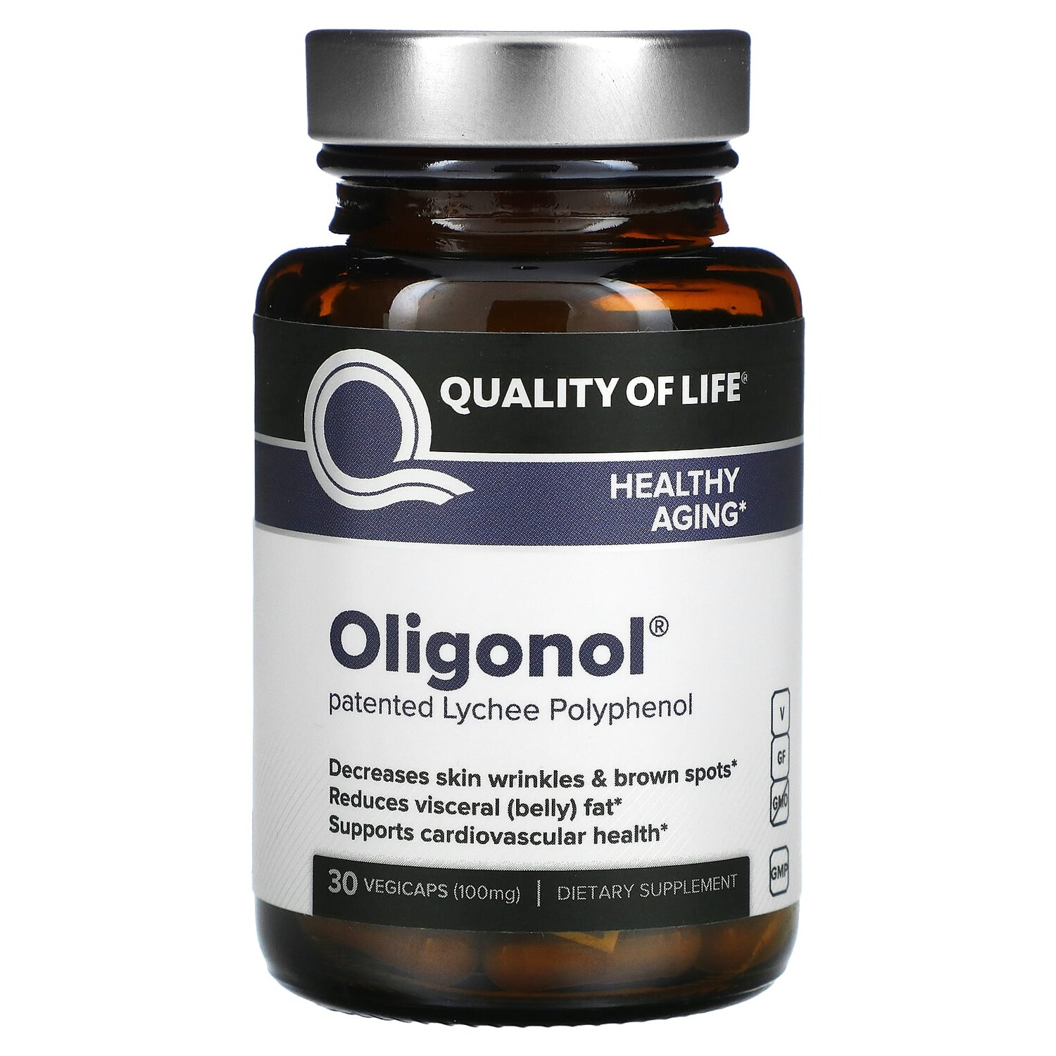 

Oligonol, 100 мг, 30 вегетарианских капсул, Quality of Life Labs