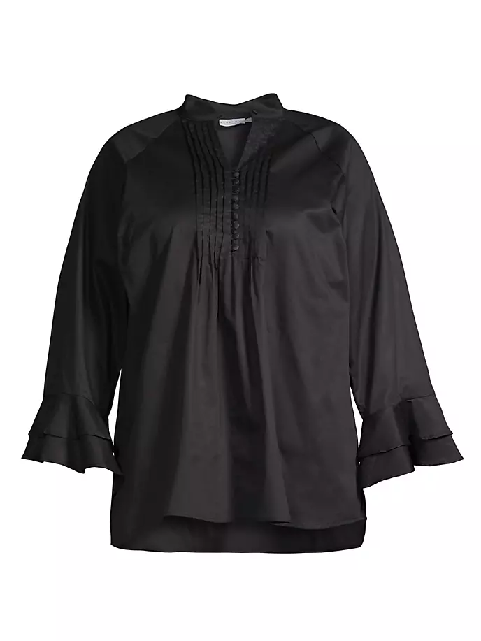 

Хлопковая блузка больших размеров Nagisa с защипами Harshman, Plus Size, черный