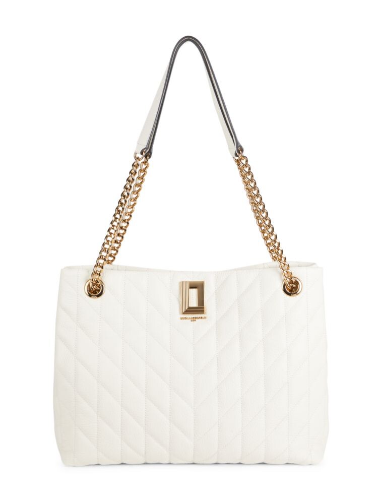 

Стеганая кожаная сумка-тоут Lafayette Karl Lagerfeld Paris, цвет Winter White