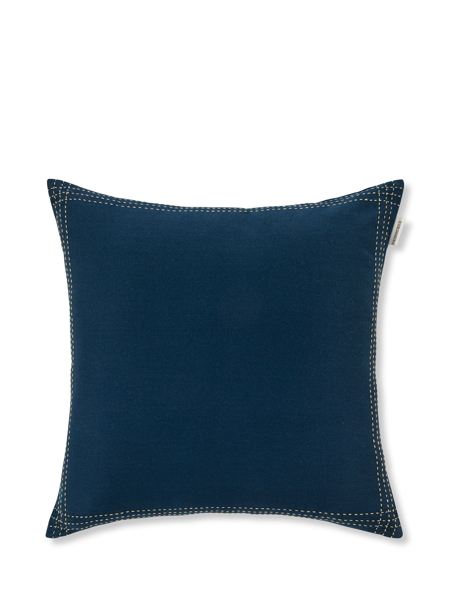 Подушка из хлопкового твила с строчкой 45х45см Coincasa, темно-синий подушка декоративная из алькантары однотонная black с blue отстрочкой