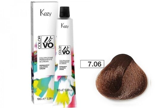 

Краска для волос 7.06 блондин бордовый глянец, 100мл Kezy Color Vivo