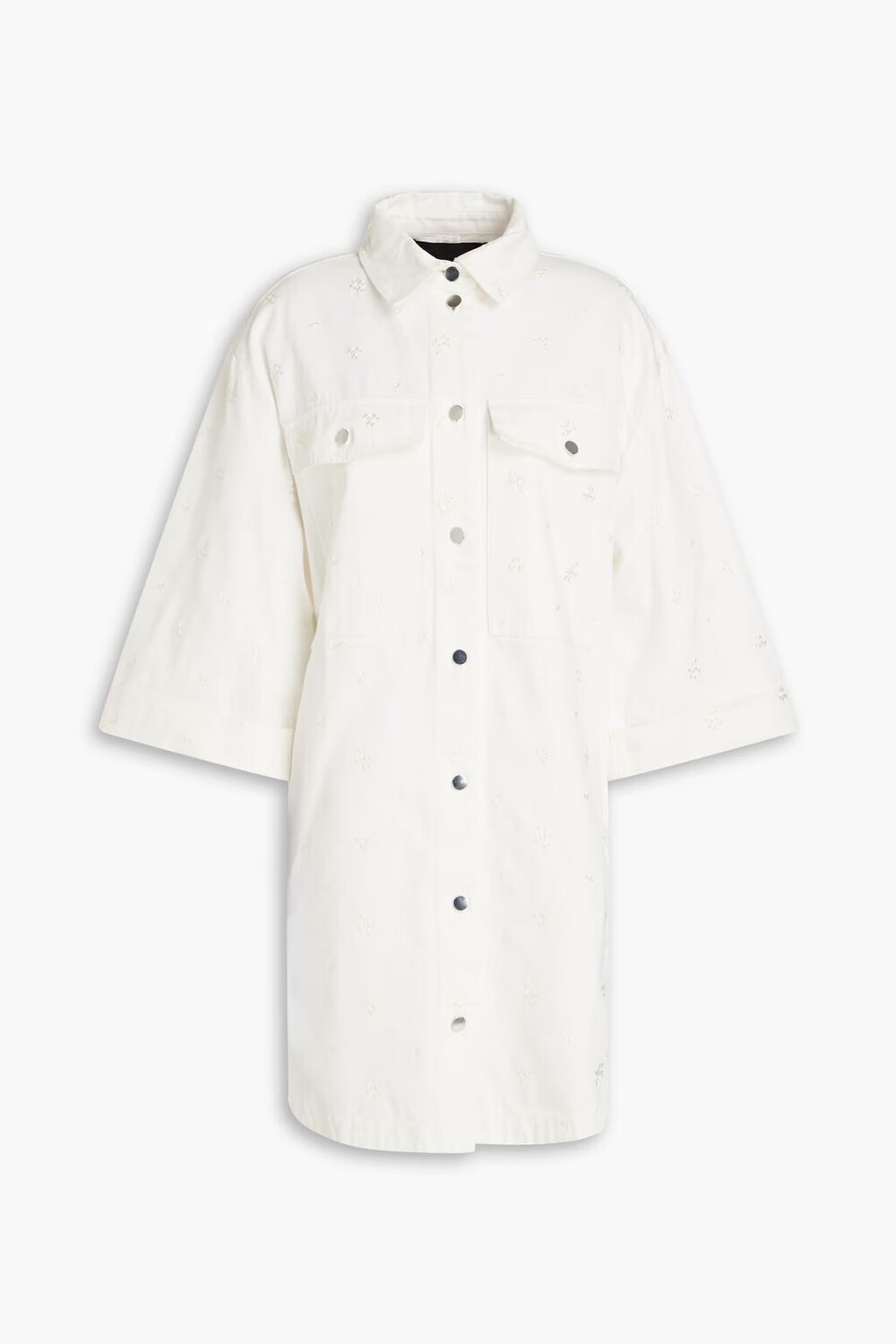 

Хлопковое платье-рубашка мини с вышивкой Bella Stella Nova, цвет Off-white