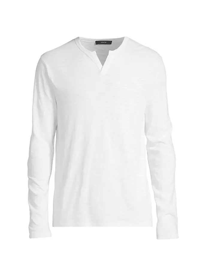 

Хлопковая футболка Henley с длинными рукавами Vince, белый