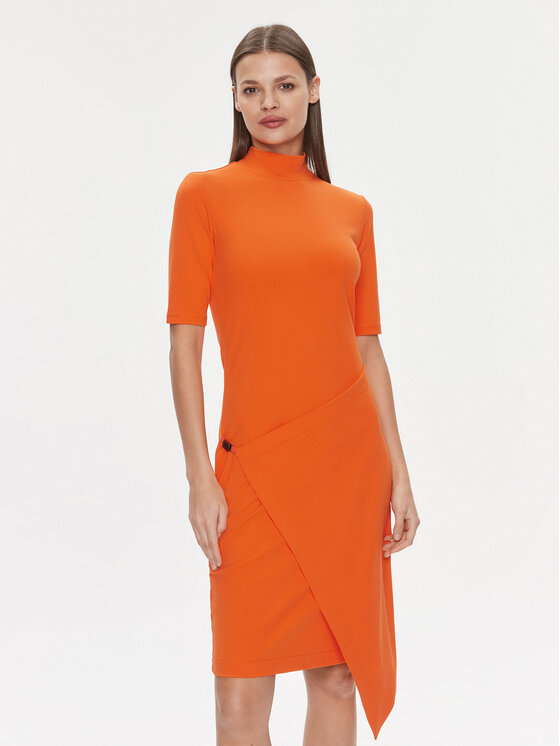 платье на каждый день приталенного кроя adidas оранжевый Платье на каждый день приталенного кроя Calvin Klein, оранжевый