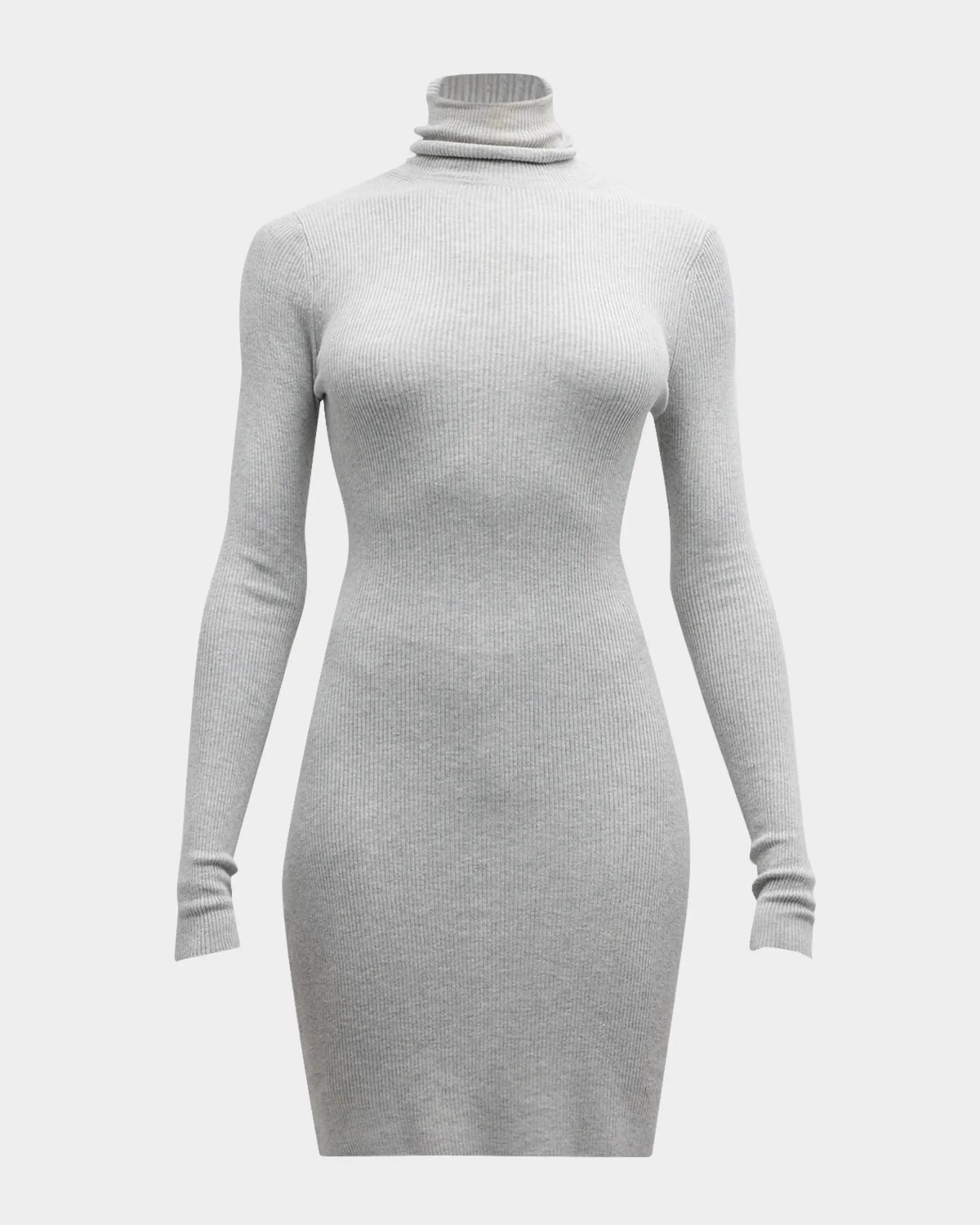 

Платье-свитер с высоким воротником в рубчик Enza Costa, цвет Light Heather Grey