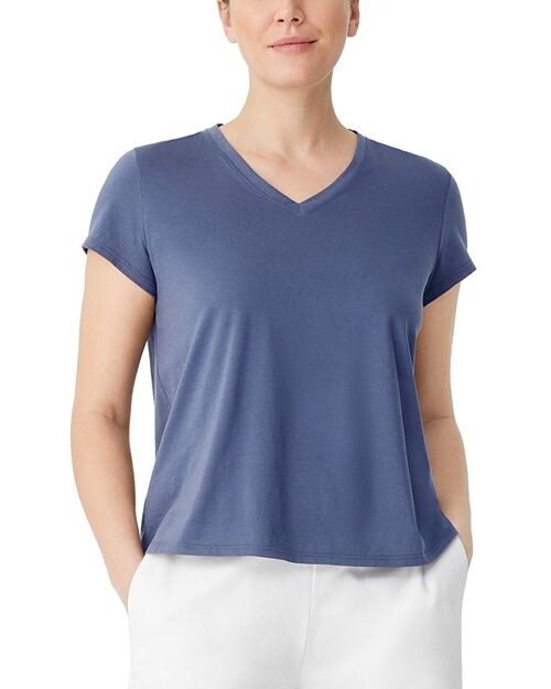 

Футболка с коротким рукавом и V-образным вырезом Eileen Fisher, цвет Blue