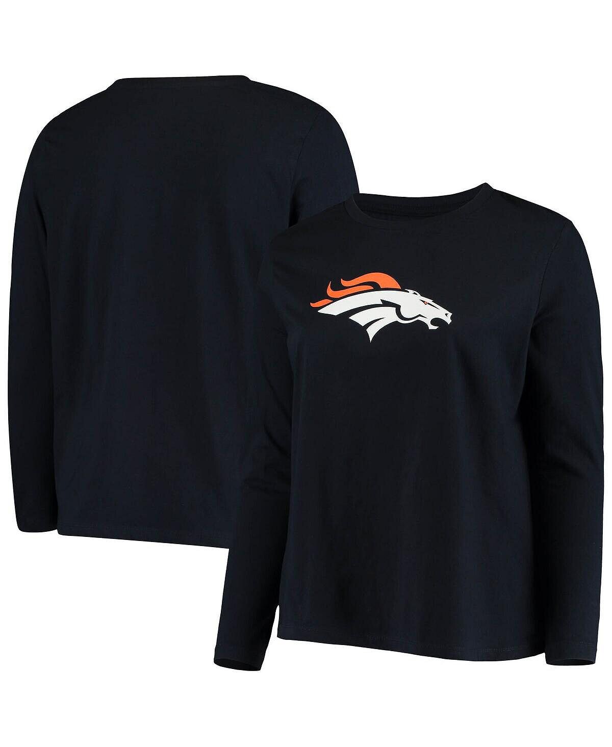 

Женская темно-синяя футболка с логотипом Denver Broncos размера плюс с длинным рукавом Fanatics, темно-синий
