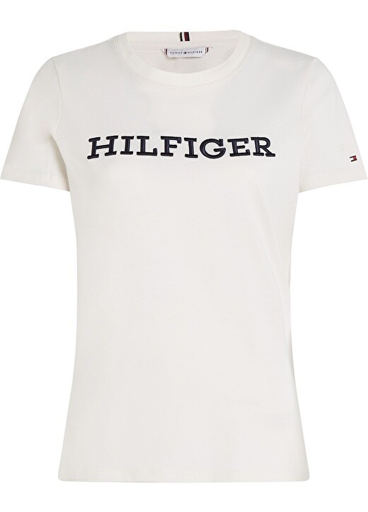

Бежевая женская футболка с круглым вырезом и принтом Tommy Hilfiger, Бежевый