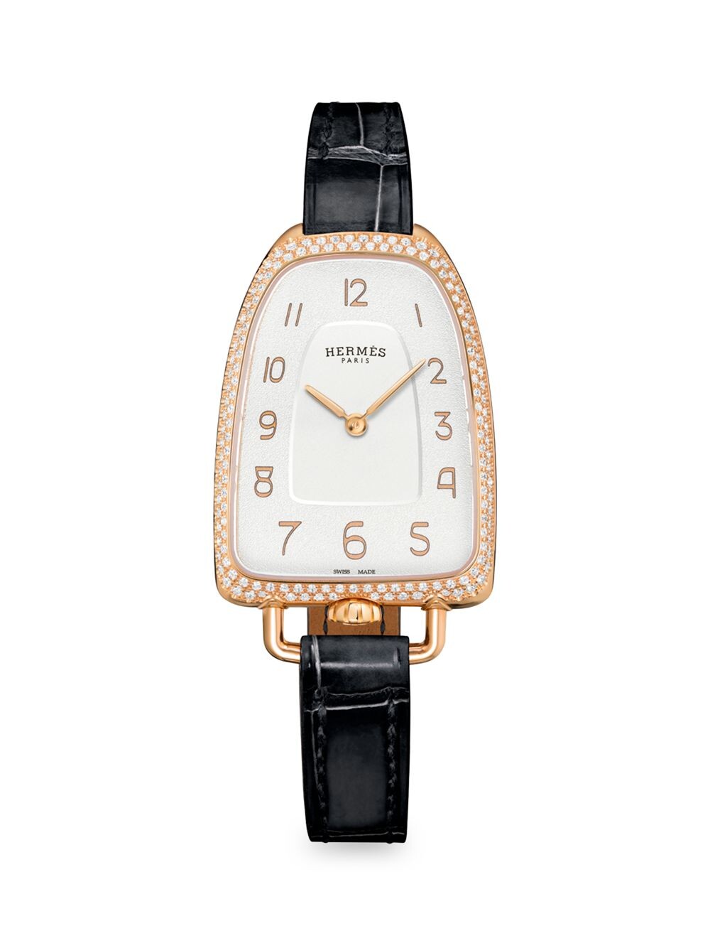 

Часы Galop 40MM из 18-каратного розового золота с бриллиантами и ремешком из кожи аллигатора HERMÈS, черный