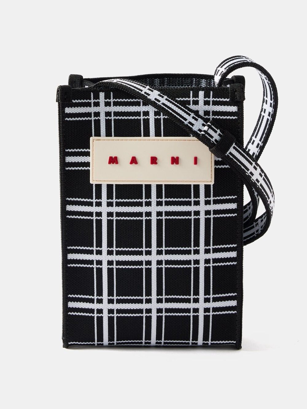 

Сумка через плечо в жаккардовую клетку Marni, черный