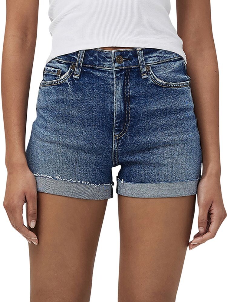 

Джинсовые шорты Nina с высокой посадкой Rag & Bone, цвет Monterosso Blue
