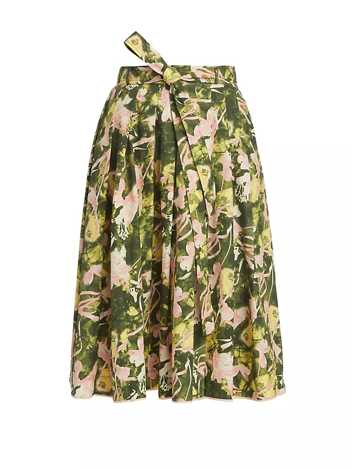 

Юбка трапециевидного силуэта с цветочным принтом Iris 3.1 Phillip Lim, цвет olive floating iris