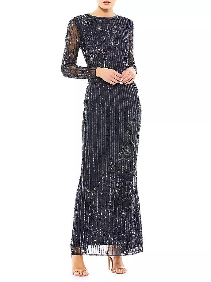 

Украшенное платье с длинными рукавами Mac Duggal, цвет midnight