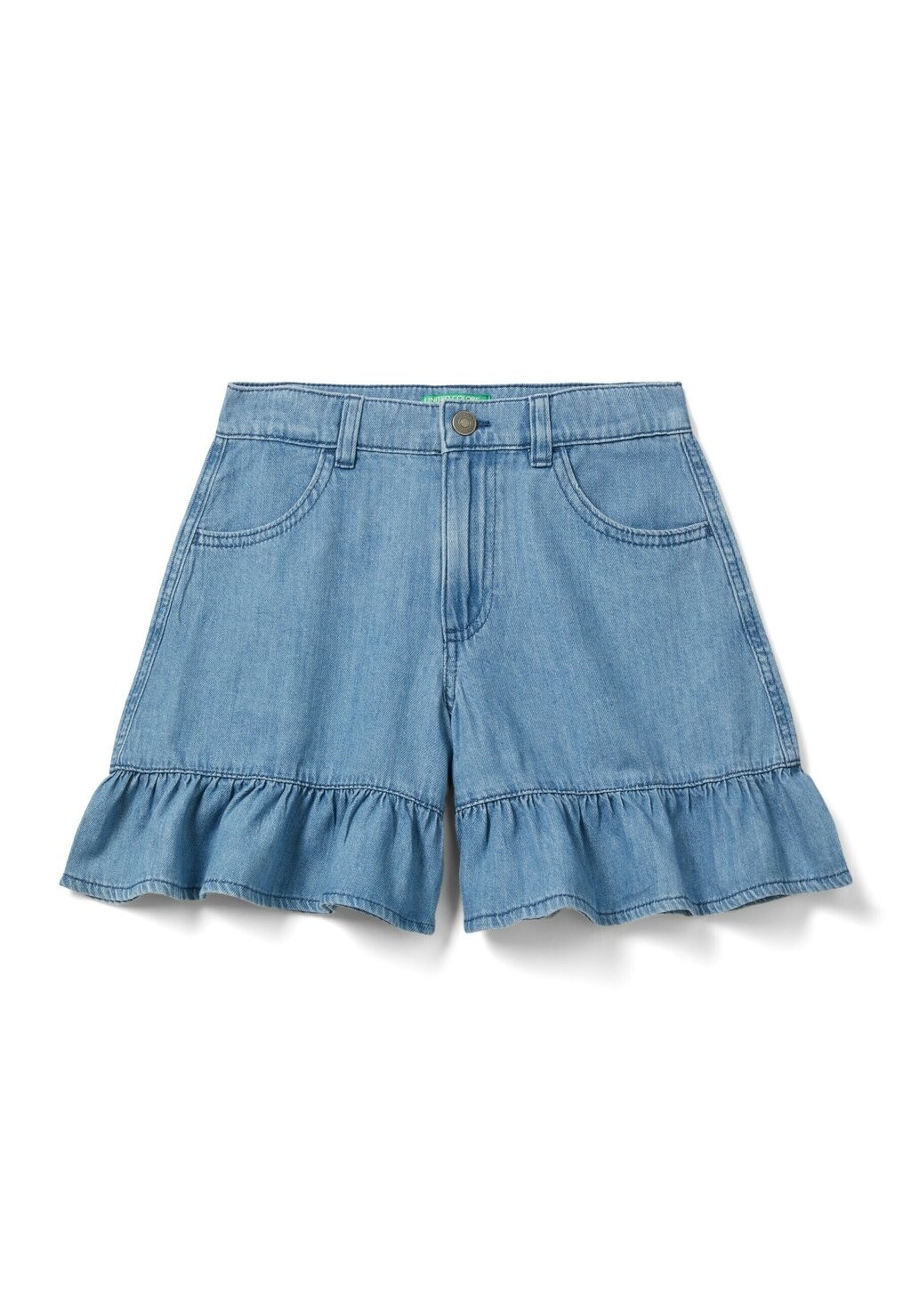 

Джинсовые шорты WITH FLOUNCE AT THE BOTTOM United Colors of Benetton, синий