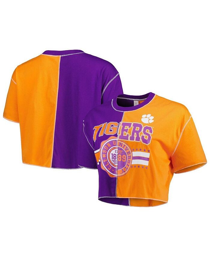 

Женская фиолетово-оранжевая укороченная футболка Clemson Tigers с цветными блоками ZooZatz, фиолетовый