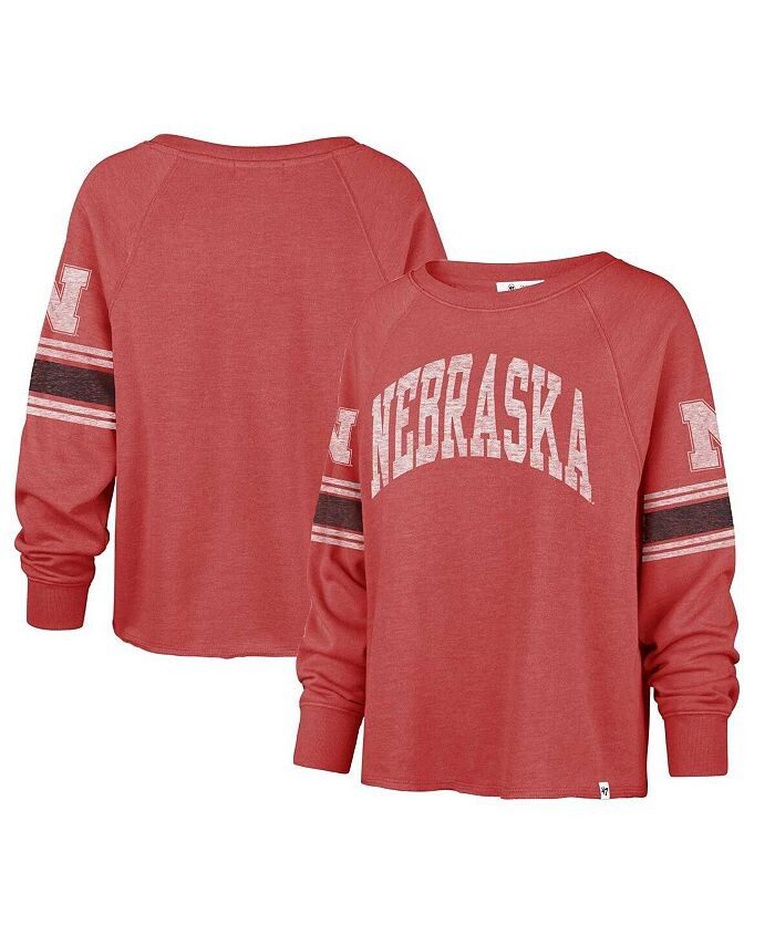 

Женская укороченная футболка с длинным рукавом Scarlet Nebraska Huskers Allie Modest Raglan '47 Brand, красный