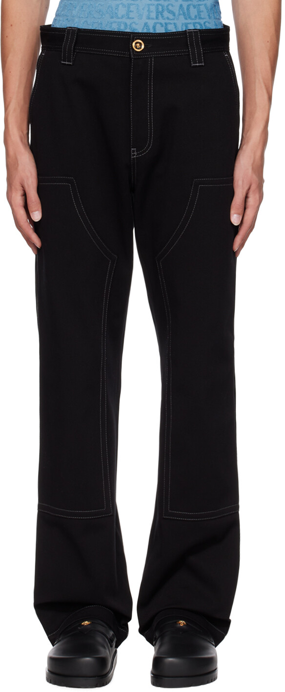 

Черные широкие брюки Versace, Черный