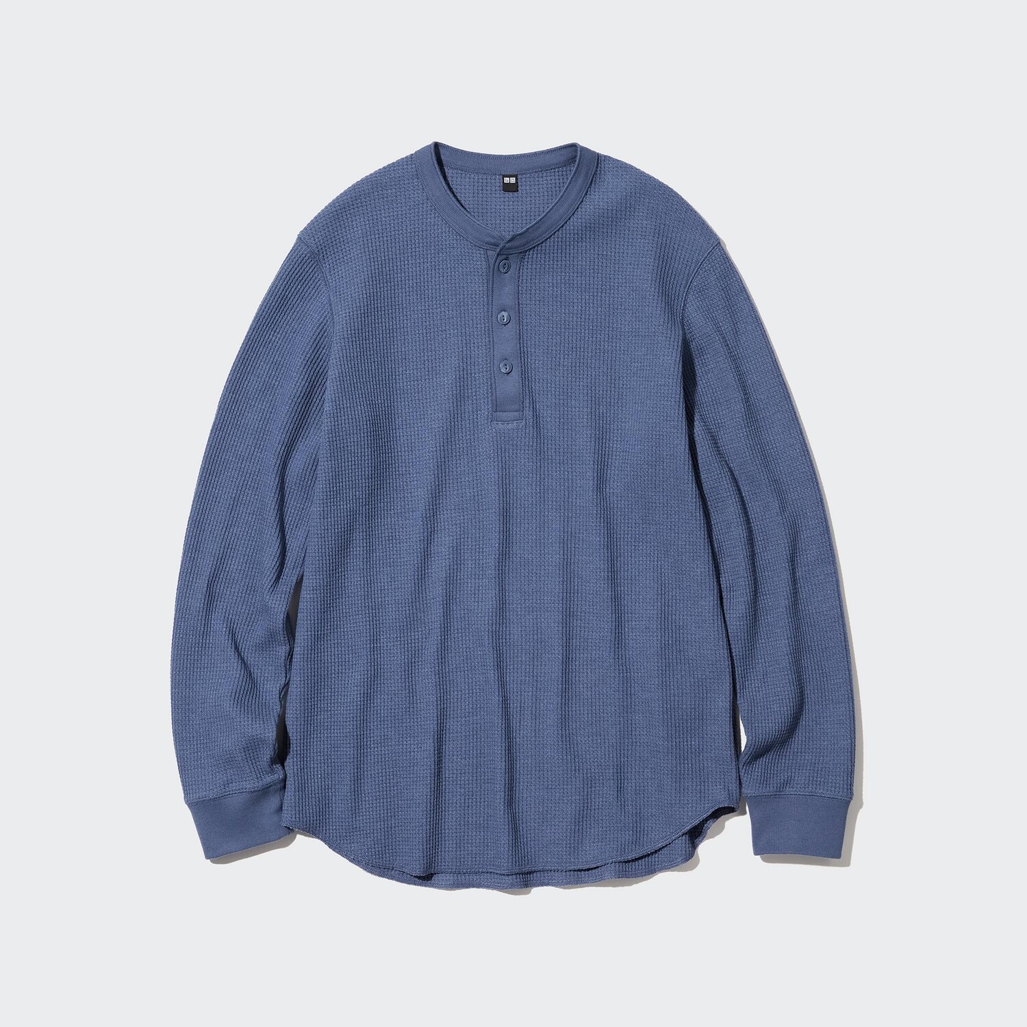 

Футболка Uniqlo с длинными рукавами и вырезом хенли, синий