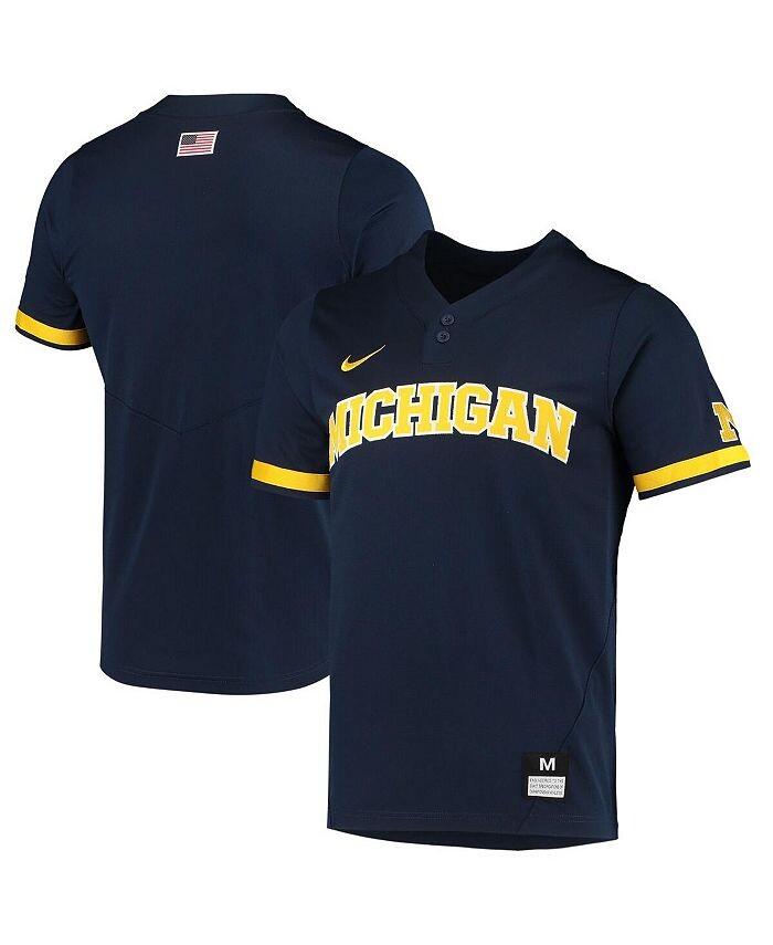 

Мужская бейсбольная майка с двумя пуговицами темно-синего цвета Michigan Wolverines Nike, синий