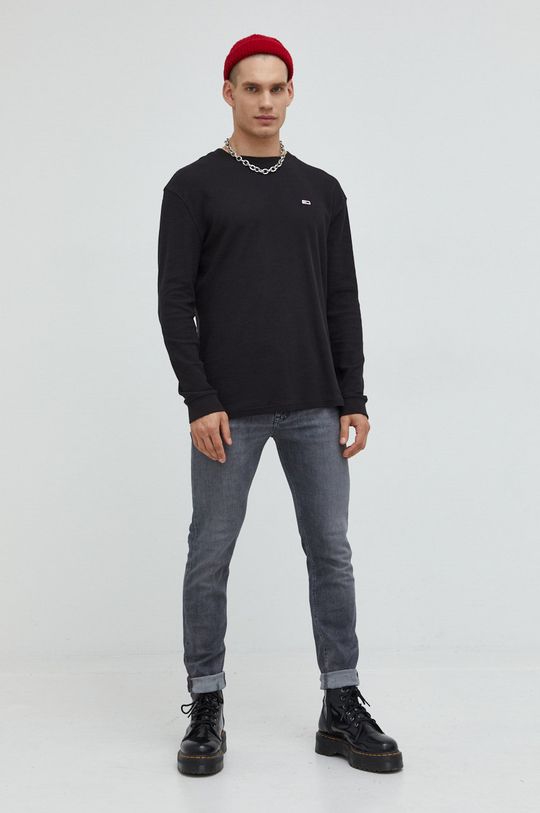 цена Хлопковый свитер Tommy Jeans, черный
