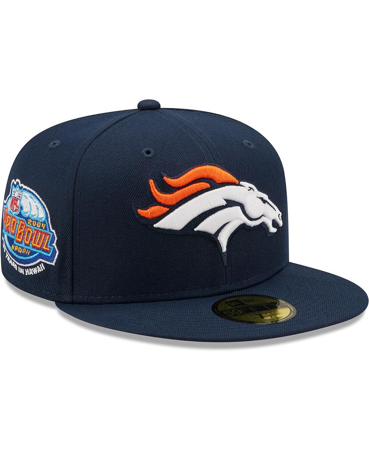 

Мужская темно-синяя шляпа Denver Broncos 2004 Pro Bowl с боковой нашивкой оранжевого цвета под козырьком 59FIFY New Era