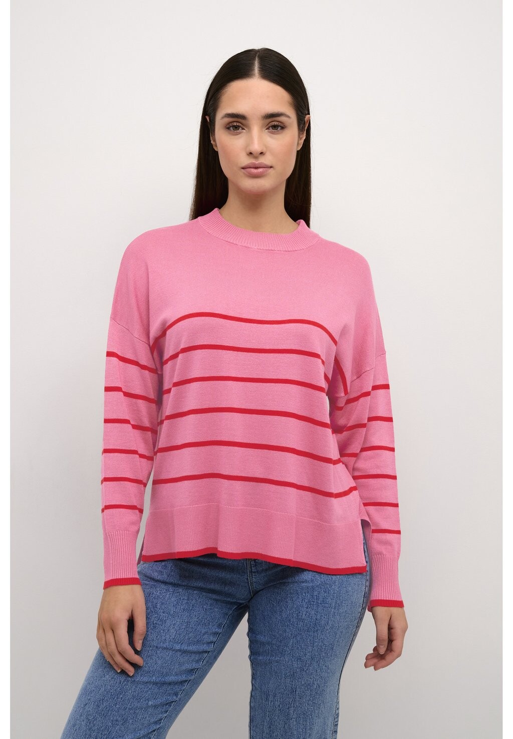 

Свитер Kaffe Bpaloma Stripe, красный полоска, Красный;розовый