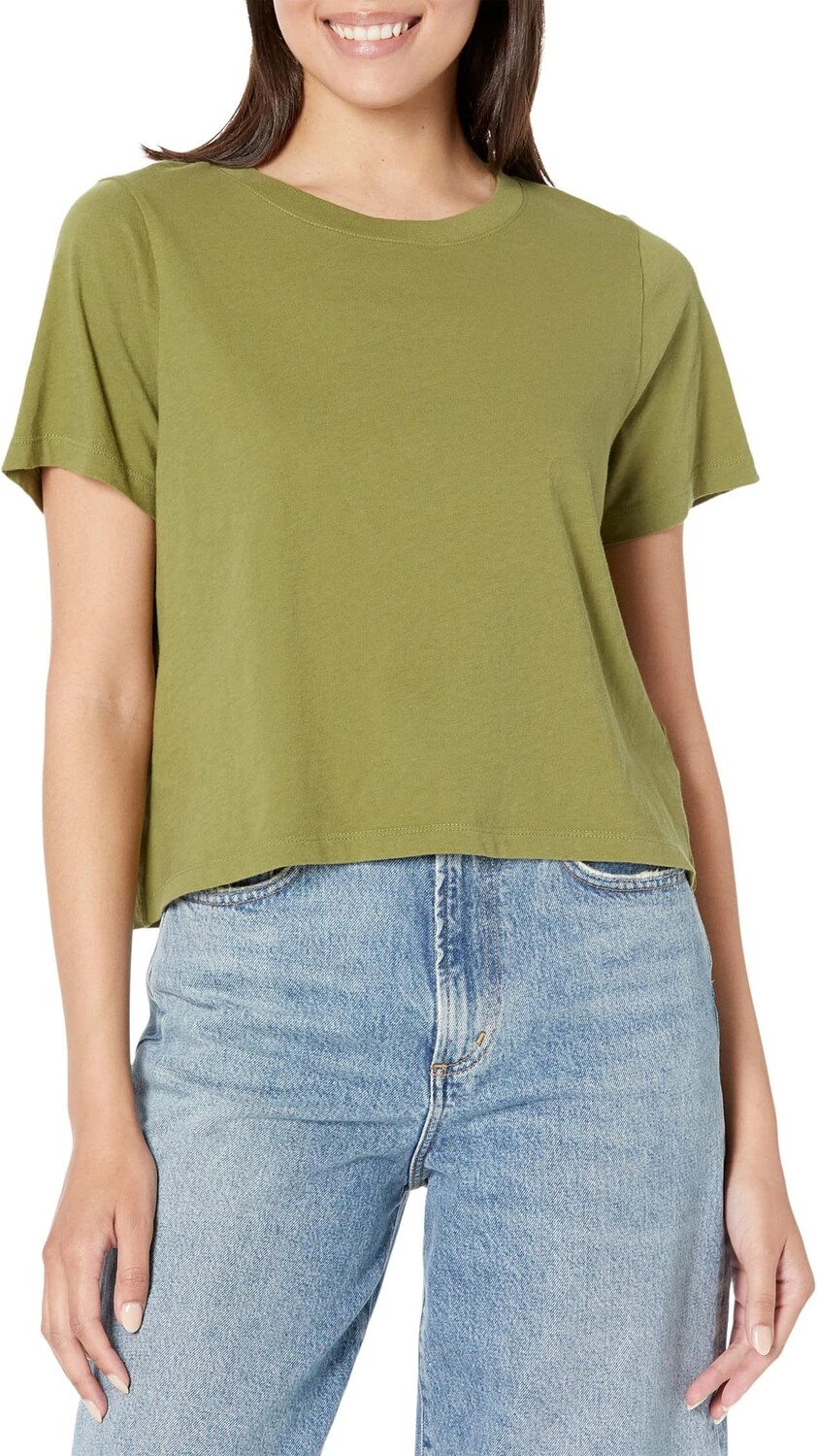 

Укороченная хлопковая футболка Softfade Madewell, цвет Classic Olive