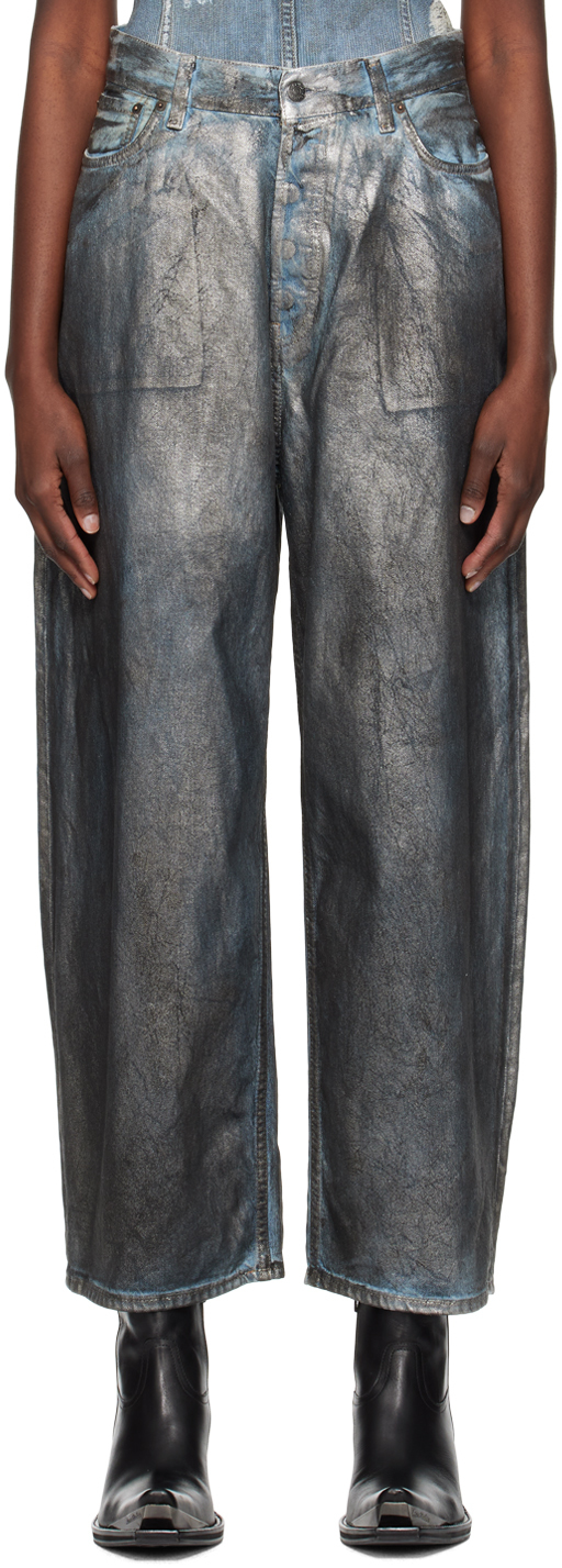 Серебряные джинсы супермешковатого кроя Acne Studios джинсы прямого кроя acne studios синий