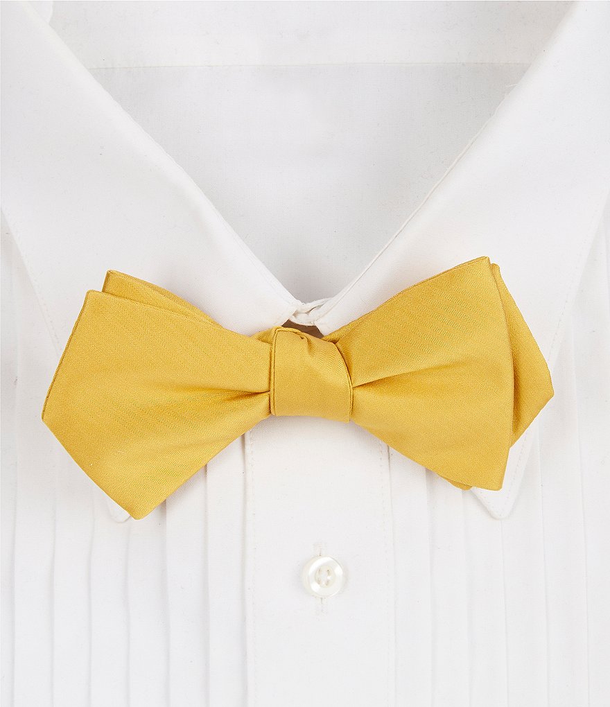 Тонкий однотонный шелковый галстук-бабочка Cremieux с предварительной завязкой, желтый