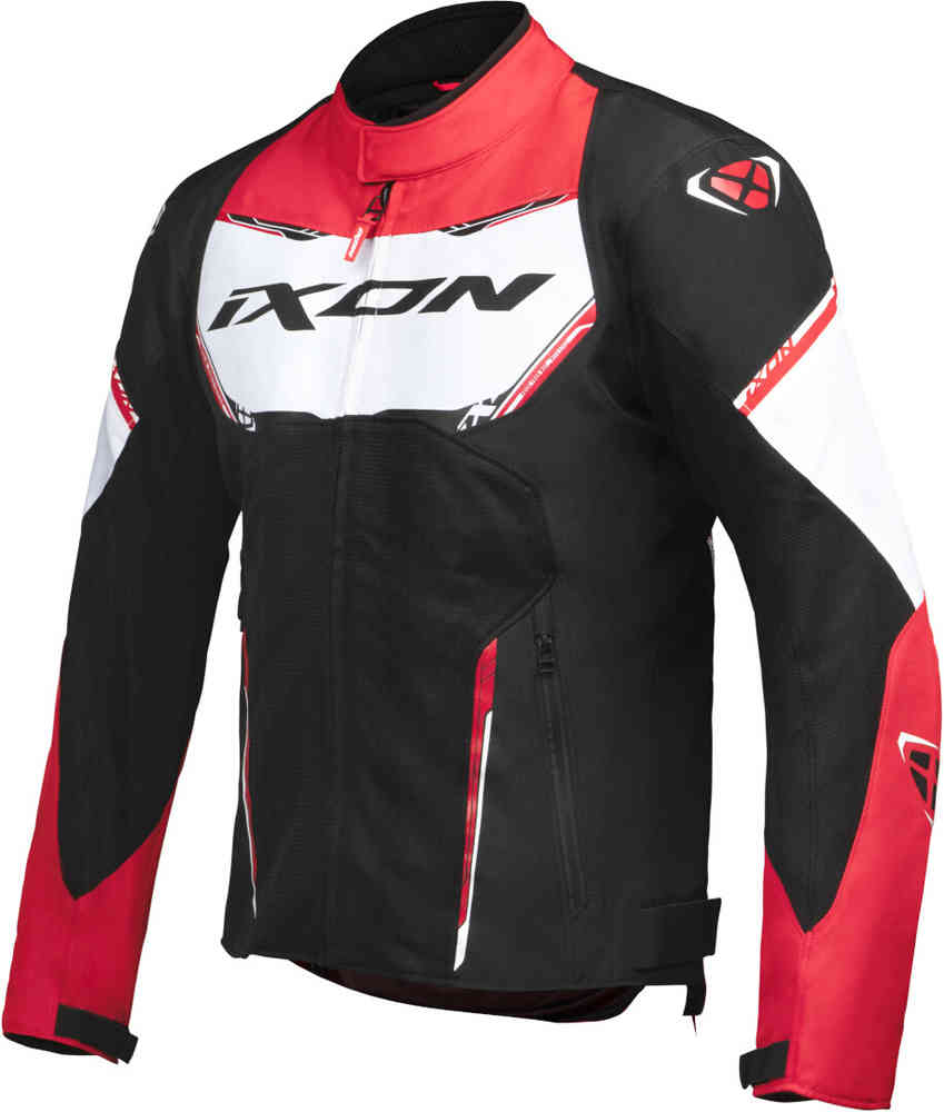 Мотоциклетная текстильная куртка Striker Air Ixon, черный/белый/красный цена и фото