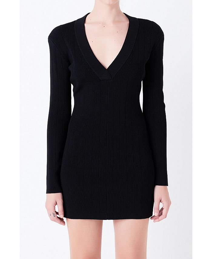 цена Женское трикотажное мини-платье с мощными плечами Grey Lab, черный