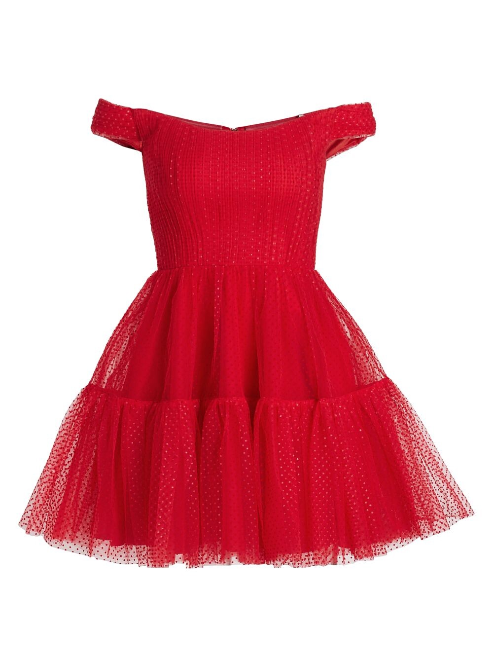 

Мини-платье Swiss Dot с открытыми плечами ML Monique Lhuillier, красный