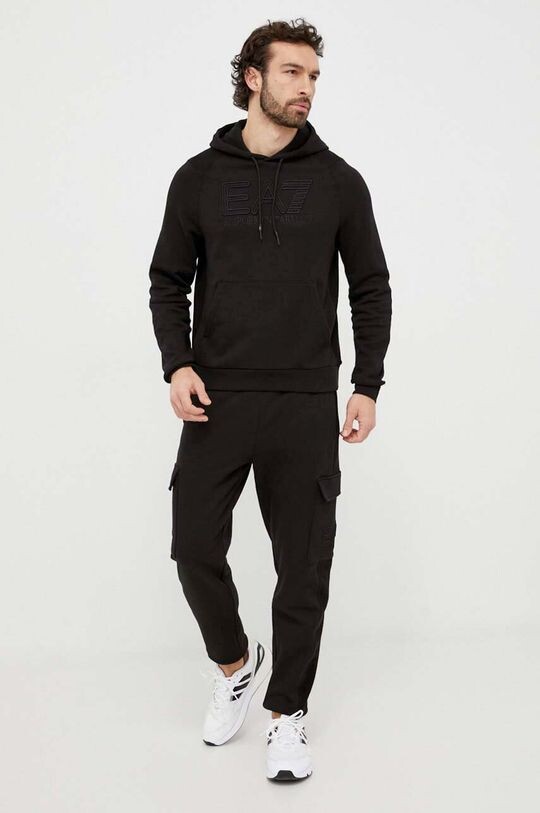 

Хлопковая толстовка EA7 Emporio Armani, черный