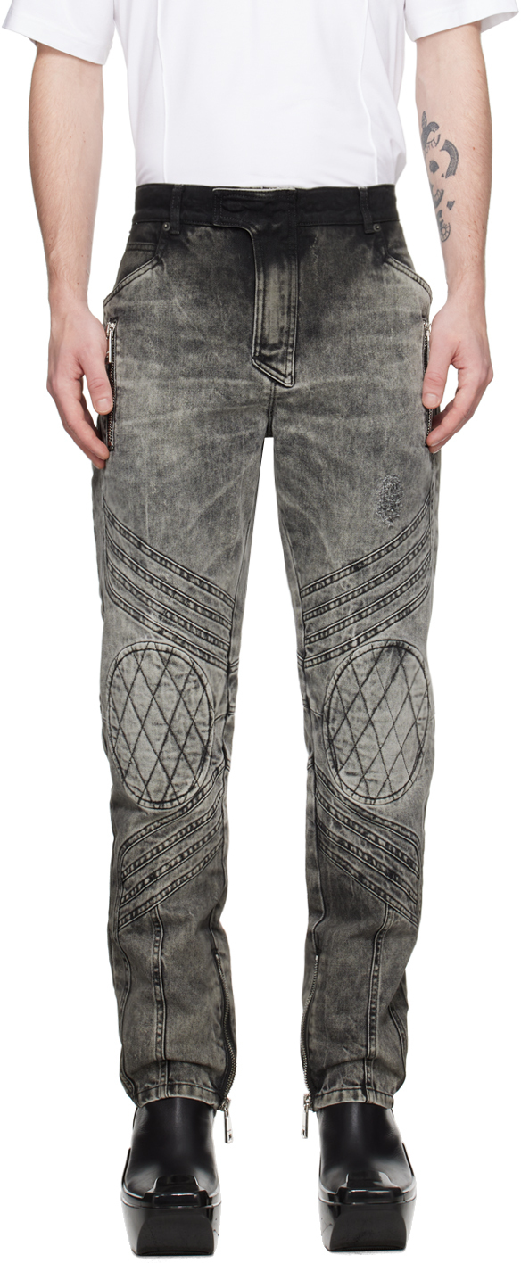 Серые отбеленные джинсы Balmain
