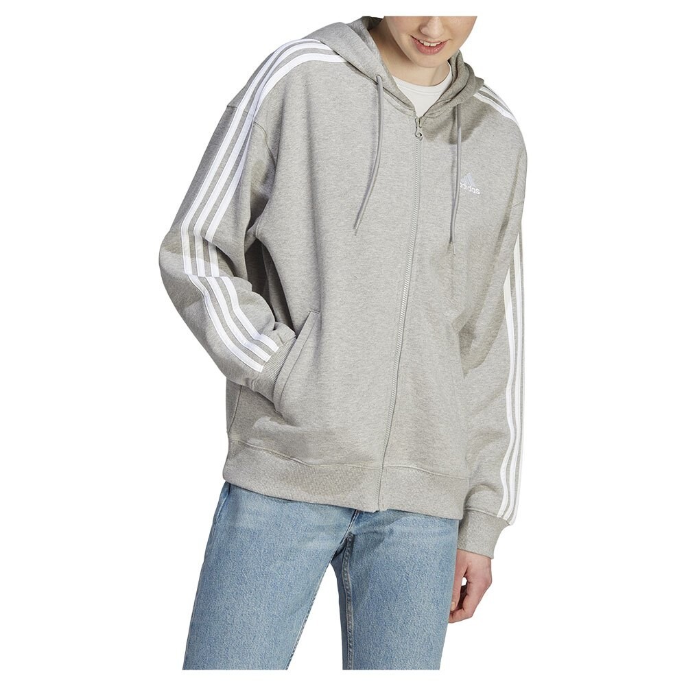 

Толстовка adidas Sportswear Essentials 3 Stripes French Terry Oversized Full Zip, серый