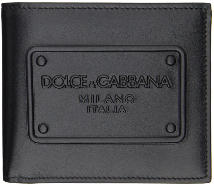 

Черный кошелек из телячьей кожи с рельефным логотипом Dolce&Gabbana