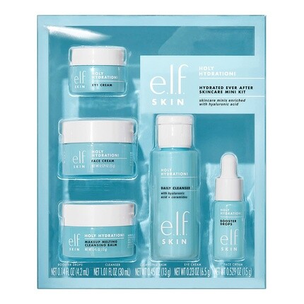 

Мини-набор для ухода за кожей elf SKIN Hydrated Ever After Skincare, очищающее средство для снятия макияжа, увлажняющий крем и крем для глаз E.L.F.