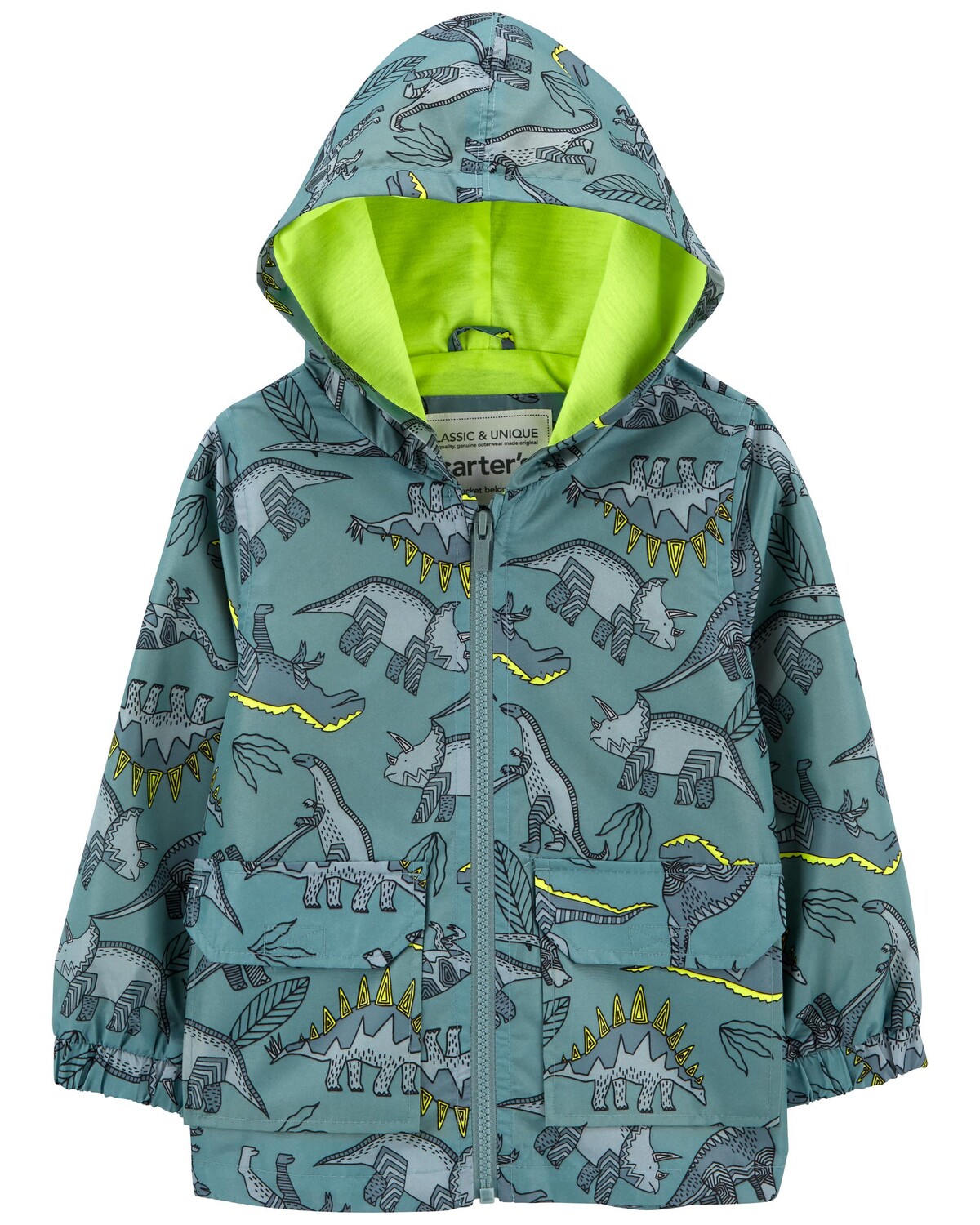 

Детский дождевик с динозавром Carter's, зеленый