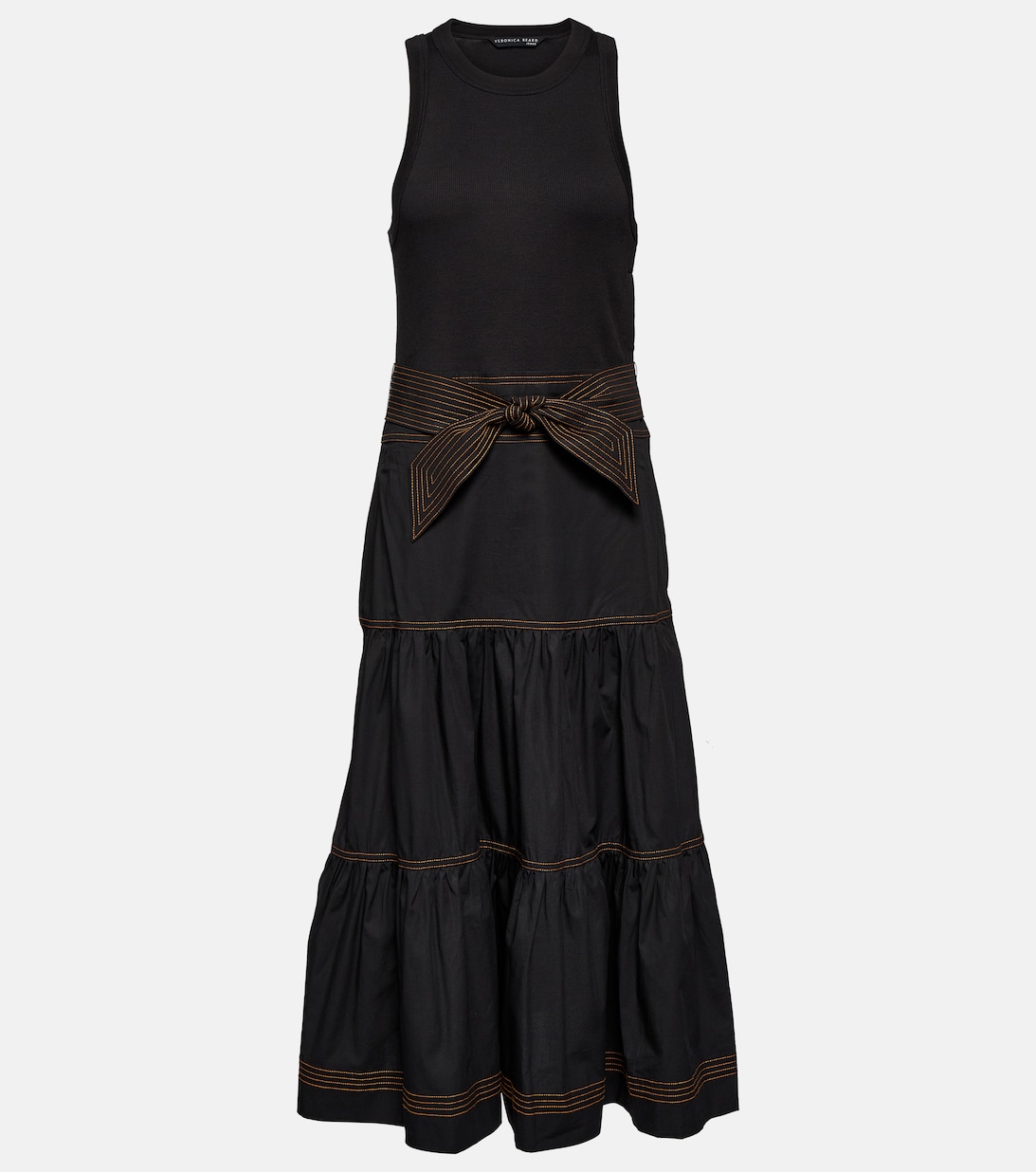 Платье макси Austyn из смесового хлопка VERONICA BEARD, черный
