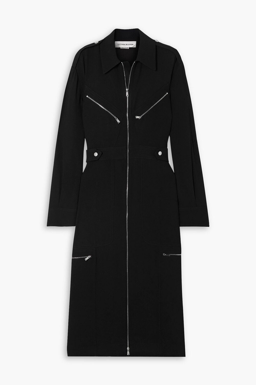 

Платье-рубашка миди из крепа с молнией VICTORIA BECKHAM, черный