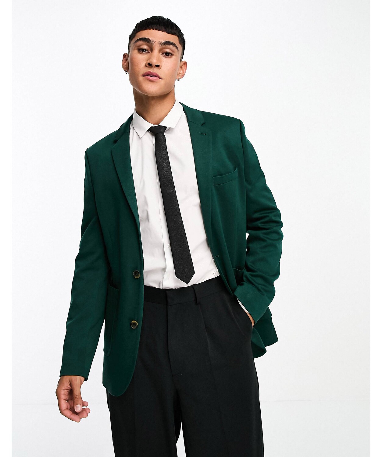 

Супероблегающий блейзер из джерси зеленого цвета ASOS DESIGN